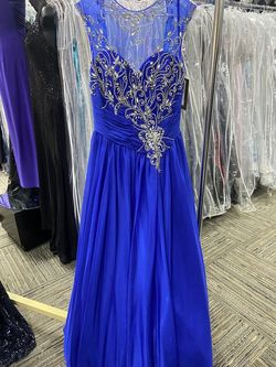 Style 65078H Mac Duggal Blue Size 16 Floor Length Military Ball Gown A-line Dress on Queenly