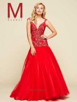 Style 65371H Mac Duggal Red Size 14 Pageant Ball Gown Plus Size Mermaid Dress on Queenly
