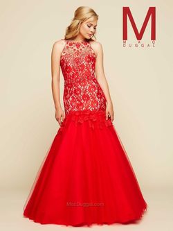 Style 40497H Mac Duggal Red Size 10 Pageant Tall Height Mermaid Dress on Queenly