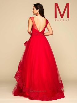 Style 48233H Mac Duggal Red Size 4 Sheer Floor Length Ball gown on Queenly