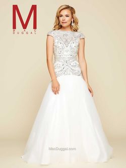 Style 65364H Mac Duggal Silver Size 4 Floor Length Jewelled Ball gown on Queenly