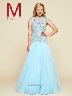 Style 65364H Mac Duggal Blue Size 8 Pageant Tall Height Jewelled Ball gown on Queenly