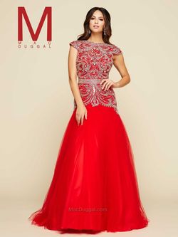 Style 65364H Mac Duggal Red Size 12 65364h Floor Length Tall Height Ball gown on Queenly