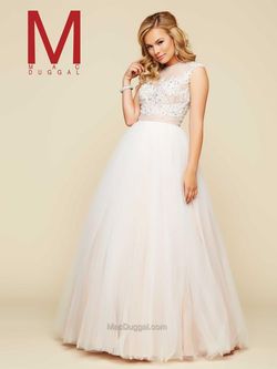 Style 65350H Mac Duggal White Size 12 Floor Length Sequined Ball gown on Queenly