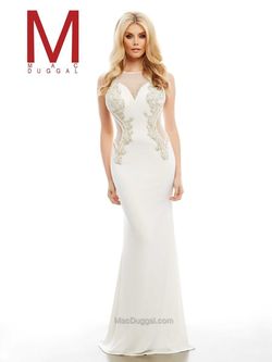 Style 65587A Mac Duggal White Size 0 Floor Length Tall Height Ivory Straight Dress on Queenly