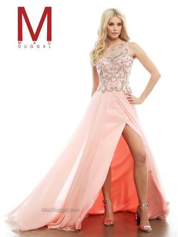 Style 65570A Mac Duggal Light Pink Size 2 Prom Jewelled Sheer Side slit Dress on Queenly