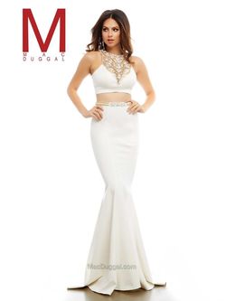 Style 65423A Mac Duggal White Size 6 Floor Length Pageant Mermaid Dress on Queenly