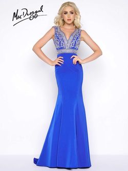 Style 77144A Mac Duggal Blue Size 14 Floor Length 77144a Tall Height Straight Dress on Queenly