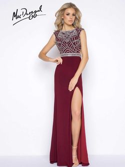 Style 40611A Mac Duggal Red Size 10 Jersey Floor Length Side slit Dress on Queenly