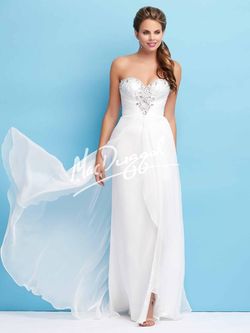 Style 65116L Mac Duggal White Size 8 Cut Out Prom Pattern Tall Height Side slit Dress on Queenly