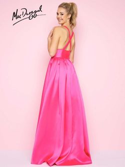 Style 25534L Mac Duggal Hot Pink Size 0 V Neck Floor Length Prom Pageant Ball gown on Queenly