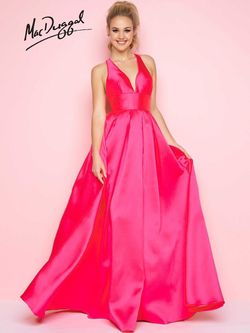 Style 25534L Mac Duggal Hot Pink Size 0 V Neck Floor Length Prom Pageant Ball gown on Queenly