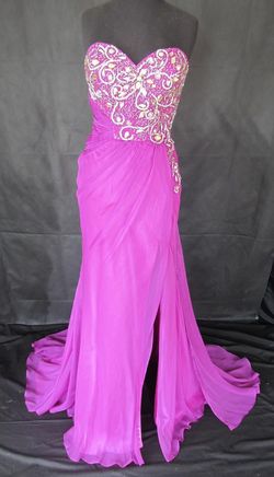 Style 48002L Mac Duggal Pink Size 12 Euphoria Floor Length Magenta Side slit Dress on Queenly
