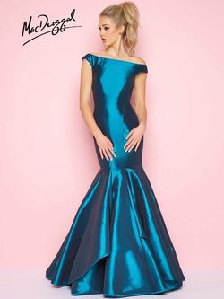Style 62398L Mac Duggal Blue Size 16 Military Teal Boat Neck Mermaid Dress on Queenly