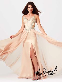 Style 64701M Mac Duggal Nude Size 2 Sheer Floor Length Side slit Dress on Queenly