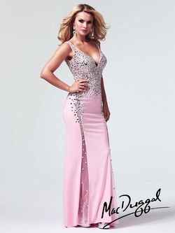 Style 10006M Mac Duggal Pink Size 4 Plunge Black Tie Sequined Beaded Top Straight Dress on Queenly