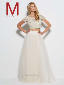 Style 20033M Mac Duggal White Size 4 Prom Cap Sleeve Sequin A-line Dress on Queenly