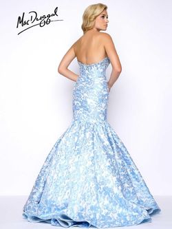 Style 66018M Mac Duggal Blue Size 4 Floor Length Embroidery Mermaid Dress on Queenly