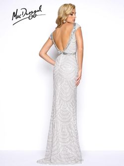 Style 4470M Mac Duggal White Size 6 Floor Length Sequin Tall Height Straight Dress on Queenly