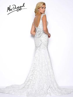Style 65684M Mac Duggal White Size 10 Ivory Lace Mermaid Dress on Queenly