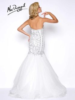 Style 62732M Mac Duggal White Size 8 Tall Height Floor Length Prom Sequined Mermaid Dress on Queenly