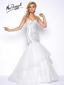 Style 62732M Mac Duggal White Size 14 Floor Length Pageant Mermaid Dress on Queenly