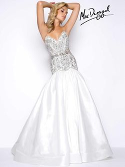 Style 65879M Mac Duggal White Size 6 Pageant Mermaid Dress on Queenly