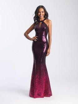 Style 20-362 Madison James Pink Size 0 Pageant Sequined High Neck Floor Length Sequin Mermaid Dress on Queenly