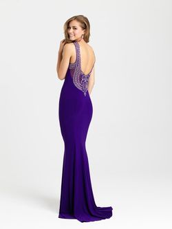 Style 16-373 Madison James Purple Size 4 Black Tie Pageant Sequin Straight Dress on Queenly
