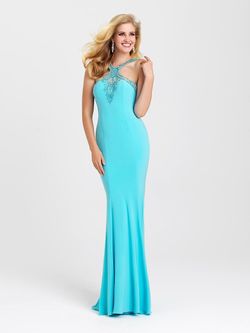 Style 16-373 Madison James Blue Size 0 Pageant Sequin Straight Dress on Queenly