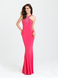 Style 16-373 Madison James Pink Size 8 16-373 Sequined Floor Length Straight Dress on Queenly