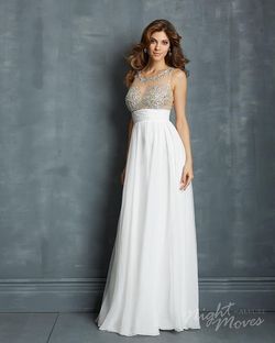 Style 7101 Madison James White Size 6 Tall Height Military Backless Straight Dress on Queenly