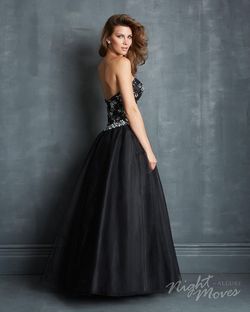 Style 7036 Madison James Black Size 8 Lace Tall Height Floor Length Ball gown on Queenly