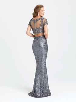 Style 16-406 Madison James Silver Size 4 Jewelled Black Tie Sequin Straight Dress on Queenly