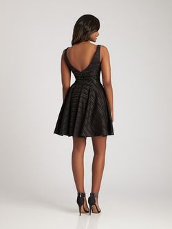 Style 17-107 Madison James Black Size 16 Pattern Tall Height A-line Cocktail Dress on Queenly