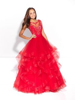 Style 17-200 Madison James Red Size 0 Pageant Ball gown on Queenly
