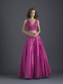 Style 18-613 Madison James Hot Pink Size 6 Sheer Tall Height Prom Ball gown on Queenly