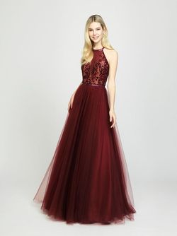 Style 19-174 Madison James Red Size 2 Floor Length Burgundy Ball gown on Queenly