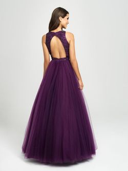 Style 19-119 Madison James Purple Size 4 Tulle Prom Halter Ball gown on Queenly