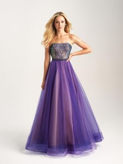 Style 20-394 Madison James Purple Size 16 Floor Length Jewelled A-line Dress on Queenly