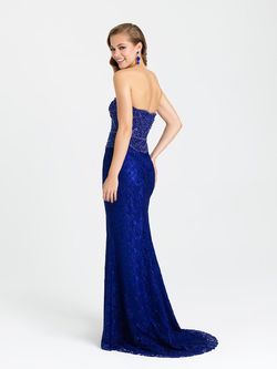 Style 16-404 Madison James Royal Blue Size 6 Black Tie Straight Dress on Queenly
