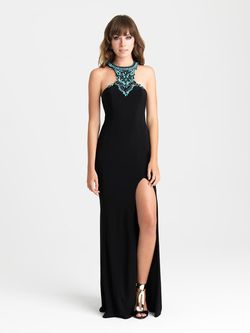 Style 16-346 Madison James Black Size 6 Floor Length Side slit Dress on Queenly
