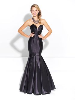 Style 17-242 Madison James Black Tie Size 10 Tall Height Mermaid Dress on Queenly
