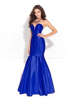 Style 17-242 Madison James Blue Size 8 Floor Length Tall Height Mermaid Dress on Queenly