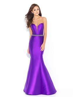 Style 17-225 Madison James Purple Size 4 Black Tie Silk Mermaid Dress on Queenly