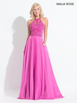 Style MP1003 Malia Rose Pink Size 6 Prom Barbiecore Beaded Top Straight Dress on Queenly