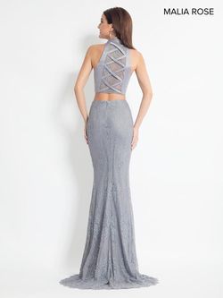 Style MP1005 Malia Rose Silver Size 0 Silk V Neck Tall Height Satin Straight Dress on Queenly