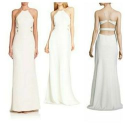 Halston Heritage White Size 10 $300 Bridal Shower Halter Cocktail Dress on Queenly