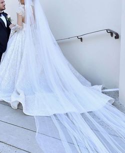 Custom made wedding dress White Size 2 Jewelled Custom Made Sequin Ball gown on Queenly