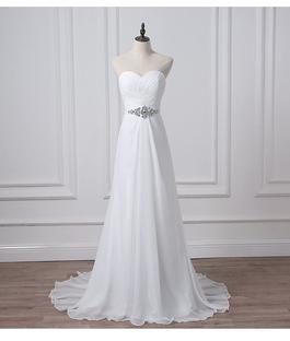 Chiffon beach wedding dress White Size 2 Floor Length $300 Straight Dress on Queenly